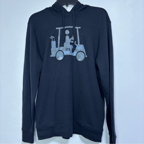 Travis Mathew Golf Cart Hoodie Sweatshirt Pullover Black Medium Men's Cotton Bl - Picture 1 of 14